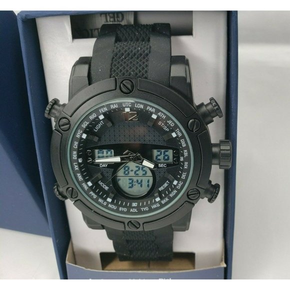 Exclusive Midnight Black Analog/Digital George Designer Rare Light Up Dial Watch - Picture 5 of 12